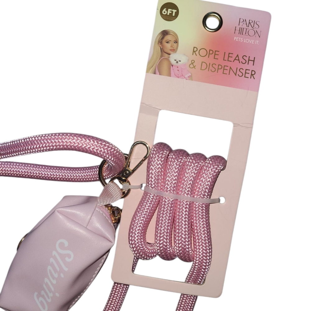 NWT Paris Hilton Pink Dog Leash with Dispenser